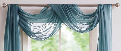 Warm Home Designs 24 Feet Long Dusty Blue Sheer Window Scarf. These XXL Length Valance Scarves 54 X 288 Inches in Size. Great as Bed Canopy or Wedding Arch Draping Fabric. AM Dusty Blue 288"