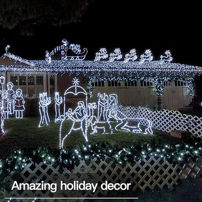 suddus 66ft 200 LED Outdoor String Lights, White Fairy Lights Battery Operated with Remote, Led Twinkle Lights for Bedroom, Wreath, Patio, Tapestry, Backyard, Garden, Christmas, Party, Indoor