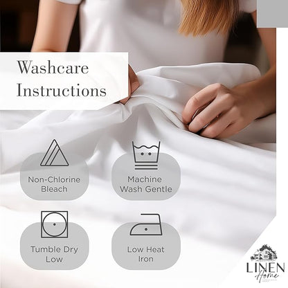 Linen Home 100% Cotton Printed Percale Sheets King Size, Deep Pocket, 4 Pieces Set - 1 Flat, 1 Deep Pocket Fitted Sheet and 2 Pillowcases, Crisp Cool and Strong Bed Linen, Grey Silhouette Floral