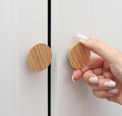 12 Pack Wood Cone Cabinet Knobs (Light) - 1 ½ " Diameter Round Shape - Wooden Drawer Pulls for Cabinets Doors, Dresser and Drawers Knob, Kitchen Cabinet Door Handle