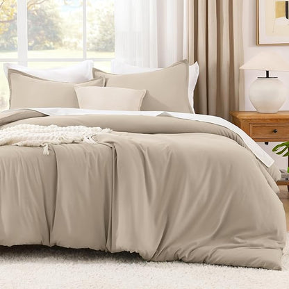 Litanika Khaki California King Comforter Set - 3 Pieces Cal King Lightweight Soft Solid Bed Comforter, Oversized All Season Down Alternative Bed Set (104x96In, 2 Pillowcases)
