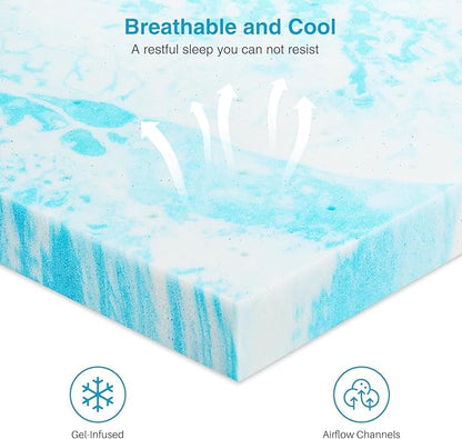 Mattress Topper, Queen Size Cooling Memory Foam Bed Toppers, 3 Inch Soft Mattress Pads for Sleeper Sofa, RV, Camper, CertiPUR-US Certified