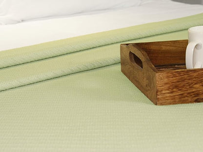 COTTON CRAFT Soft Cotton Thermal Blanket - Plush Herringbone Twill - All Season Luxurious Breathable Skin Friendly Lightweight Cooling Throw Blanket - Sofa Couch Travel Camping Dorm - Full Queen Sage