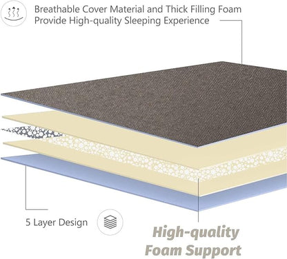 MAXYOYO Japanese Floor Mattress Futon Mattress, Thicken Tatami Mat Sleeping Pad Foldable Roll Up Mat for Boys Girls Dormitory Kids Floor Bed, Charcoal Grey, Twin