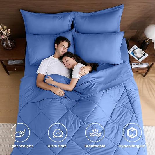 HEVUMYI Royal Blue Twin-XL Comforter Set - 5-Piece All Season Bed in a Bag Twin-XL, Ultra Soft Bedding Set with Comforter, Flat Sheet, Fitted Sheet, Pillowcases, Pillow Shams
