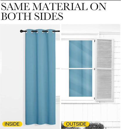 NICETOWN Teal Blue Blackout Curtains 120 inches Length for Living Room, 2 Panels, 55" Wide, Thermal Insulated Long Drapes for Large Window