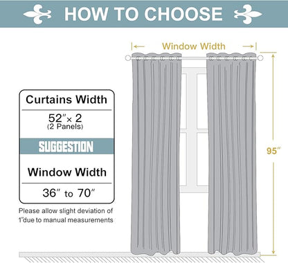 ChrisDowa 100% Blackout Curtains for Bedroom with Black Liner, 2 Thick Layers Total Blackout Thermal Insulated Grommet Long Window Curtains 2 Panels Set (Forest Green, 52 x 95 Inch)
