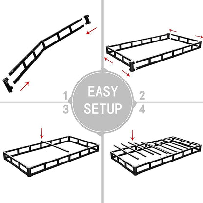 ALDRICH 5 Inch Heavy Duty Metal Box Spring Mattress Foundation 1500lbs Max Weight Capacity/Non-Slip/No Noise/Easy Assembly/Easy Clean Cover,Twin XL