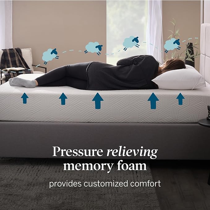 Lucid 14 Inch Memory Foam Mattress - Medium Plush Feel - Infused with Refreshing Bamboo Charcoal and Cooling Gel - Bed in a Box - Temperature Regulating - Pressure Relief - Breathable - Queen Size