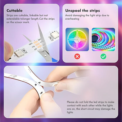 65.6ft Led Lights for Bedroom Music Sync Color Changing Led Strip Lights IC+RGB with Remote App Control Led Strip, Led Lights for Room Home Kitchen Decor Party
