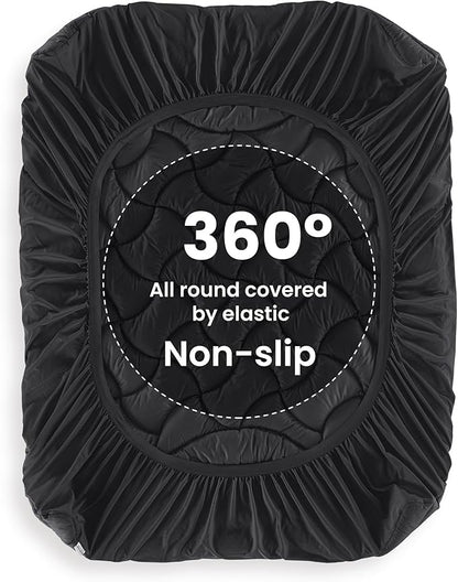 SLEEP ZONE Full Size Cooling Mattress Topper for Double Bed, Premium Zoned Cool Mattress Pad Cover, Padded Mattress Protector Breathable Washable, Deep Pocket 8-21" (Black, Full)