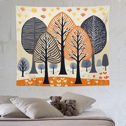 MaSiledy Shabby Chic Trees Tapastry's Wall Hanging Autumn Nature Forest Tapestries for Bedroom Landscape Tapestry Wall Hanging for Living Room Dorm 50"x60" Xmas Wall Hanging Polyester Tapestries