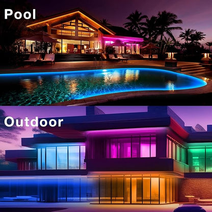 100ft Outdoor LED Strip Lights Waterproof, IP67 Waterproof LED Light Strips with Remote and APP Control, Timing, Music Sync RGB Exterior LED Rope Lights for Outside, Roof, Deck, Balcony, Garden, Pool