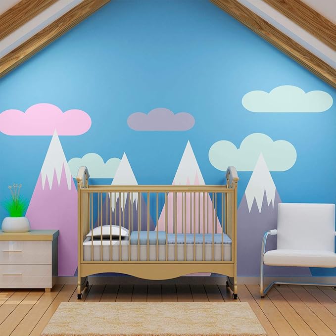 Ambiance Stickers Scandinavian Nordic Mountains Wall Decals, DIY Home Decor, Peel and Stick Removable Stickers, Waterproof and Self Adhesive Wall Art - H50 x L105 CM