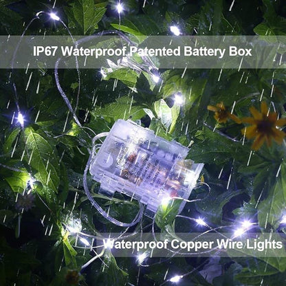 Homemory 2 Pack 20 Ft 60 LED Fairy Lights Battery Operated String Lights with Remote Waterproof 8 Modes Firefly Twinkle Christmas Lights for Christma Tree Wreath Decorations(Cool White)