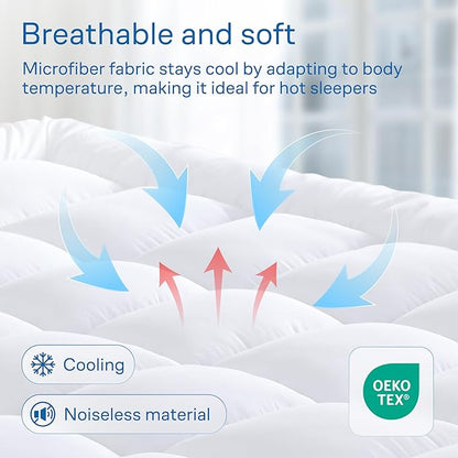 Ultra Soft Full Size Mattress Topper - Cloud-Like Mattress Pad for Back Pain Relief - Breathable Cooling Material for Hot Sleepers