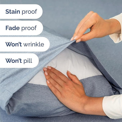Twin 4 Piece Sheet Set - Comfy Breathable & Cooling - Soft Hotel Luxury Bedding Set with 8-16 Inch Deep Pockets - 1 Flat & 1 Fitted Sheet & 2 Pillowcases - Wrinkle Free & Easy Care - Heathered Blue