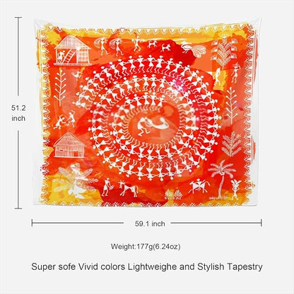 Batmerry Native American Tapestry, Ancient Tribal Art India Navajo Design Print Picnic Mat Hippie Trippy Tapestry Wall Art Decor for Bedroom Living Room, 51.2 x 59.1 Inches, Traditional