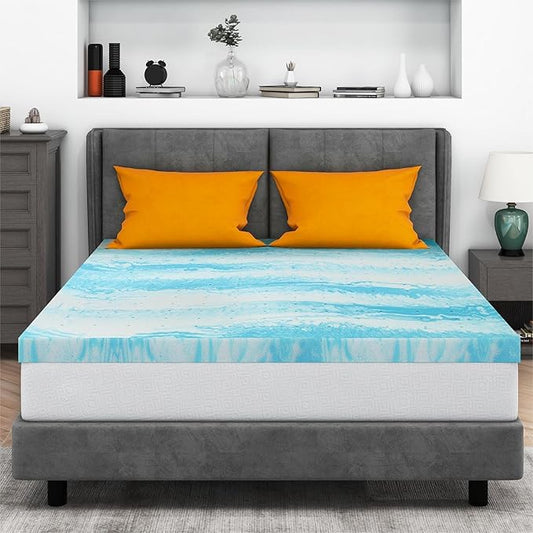 Mattress Topper Twin XL, 3 Inch Gel Memory Foam Bed Topper for Twin XL Size Bed, CertiPUR-US Certified, Blue