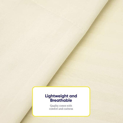 Full Size Bed Sheets - 6 Piece 1500 Supreme Collection Fine Brushed Microfiber Deep Pocket Full Sheet Set Bedding - 2 Extra Pillow Cases, Great Value, Full, Dobby Beige