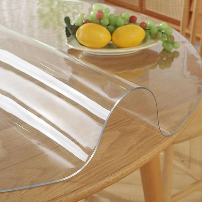 34 Inch Round Clear Table Protector Tablecloth Cover Desk Top Pad Mat for Glass Furniture Coffee Marble End Bed Sofa Side Bistro Bar Corner Night Stand Dinner Dining Room Table Thick Plastic PVC Vinyl