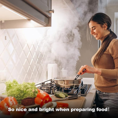 Under Counter Lights for Kitchen, 3 Packs x 12 Inch Dimmable LED Under Cabinet Lighting, Cold White 6000K, Plug-in Under Cabinet Lights with Memory Function