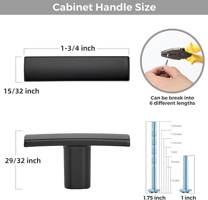 30 Pack Black Cabinet Knobs - Curved Cabinet Pulls Matte Black Knobs for Kitchen Drawer Solid Dresser Pulls for Kitchen Hardware 1-3/4 Inch Length Single Hole