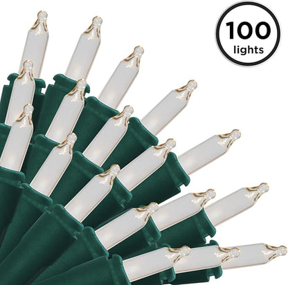 Brite Star 100 Count Mini String Christmas Lights, Clear - 22 feet Indoor/Outdoor Christmas Tree Lights with Green Wire