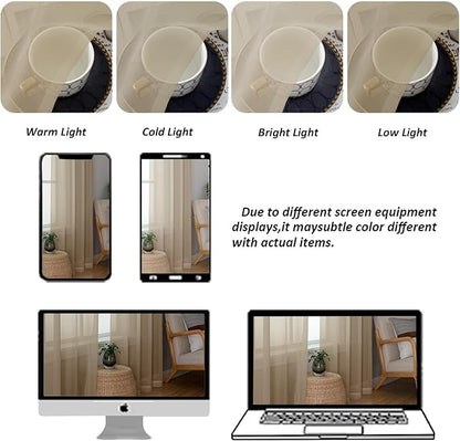 Chyhomenyc Sheer Taupe Valances for Windows 2 Pack, Small Window Curtains for Living Room Bathroom Cafe Laundry Basement, Modern Top Dual Rod Pocket Voile Curtain, 42W x 18L inches, Taupe