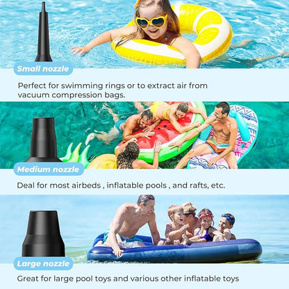 Portable Electric Air Mattress Pump, Rechargeable 4000mAh Battery Air Pump - Quick-Fill Air Inflator Deflator for Outdoor Camping Inflatable Bed Pool Boat Float Raft Swimming Rings Snow Tube