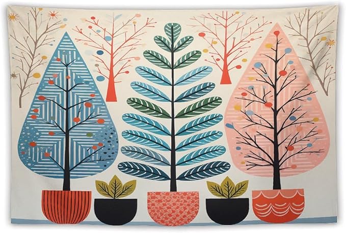 MaSiledy Wall Tapestry Shabby Chic Trees Tapestry Nature Themed Autumn Aesthetic Bedroom Tapestries Wall Art Decor for Bedroom Living Room Dorm 60"x90" Xmas Wall Hanging Polyester Tapestries