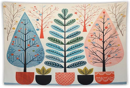 MaSiledy Wall Tapestry Shabby Chic Trees Tapestry Nature Themed Autumn Aesthetic Bedroom Tapestries Wall Art Decor for Bedroom Living Room Dorm 60"x90" Xmas Wall Hanging Polyester Tapestries