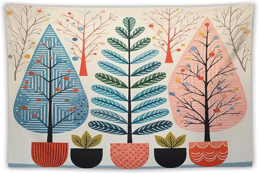 MaSiledy Wall Tapestry Shabby Chic Trees Tapestry Nature Themed Autumn Aesthetic Bedroom Tapestries Wall Art Decor for Bedroom Living Room Dorm 60"x90" Xmas Wall Hanging Polyester Tapestries