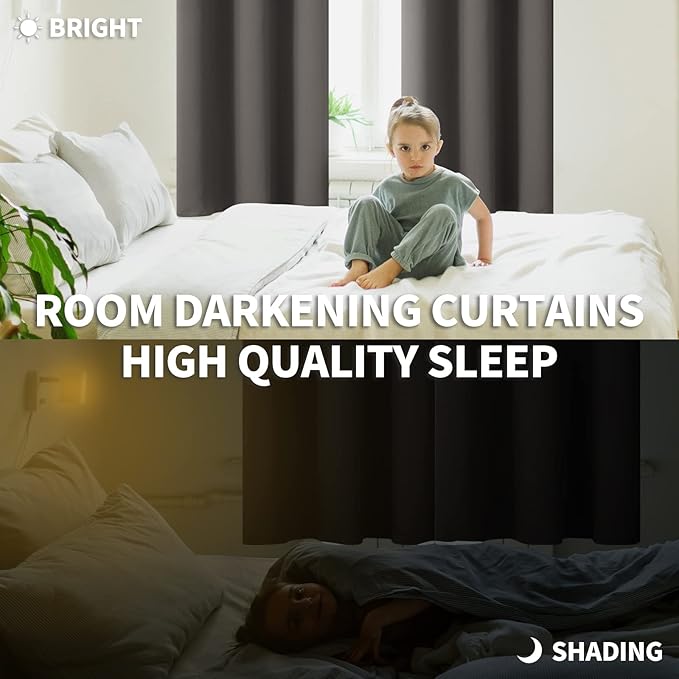 BGment Blackout Curtains for Bedroom - Grommet Thermal Insulated Room Darkening Curtains for Living Room, Set of 2 Panels (52 x 95 Inch, Grey)