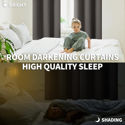 BGment Blackout Curtains for Bedroom - Grommet Thermal Insulated Room Darkening Curtains for Living Room, Set of 2 Panels (42 x 63 Inch, Grey)