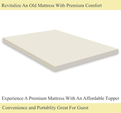 Mayton Soft 2-inch Foam Mattress Topper with Optimum Body Support | Comfortable and Breathable Bed Toppers for Mattress with Orthopedic Benefits, Helps Relieve Luber and Back Pain, Full, White