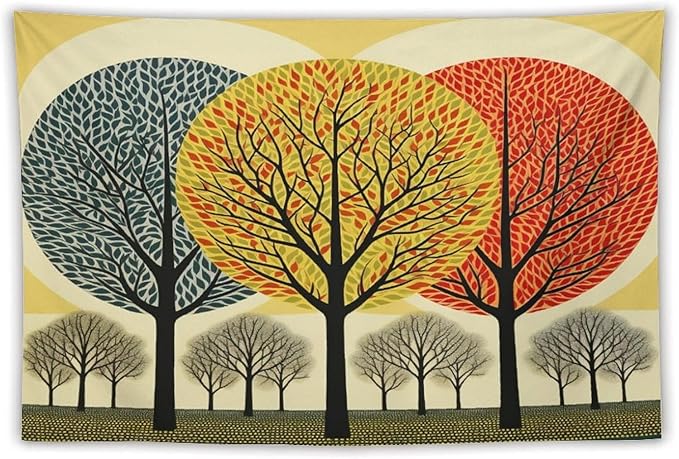 Tapestry Shabby Chic Trees Tapestry Vintage Aesthetic Tapestries Rustic Autumn Tapastry's Wall Hanging Vintage Wall Hanging for Living Room Dorm Decor Landscape 60"x90" Christmas Family Party