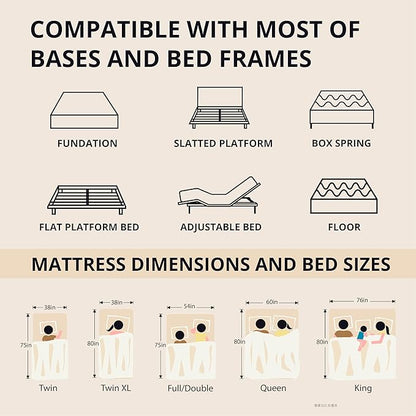 EGOHOME 12 Inch Full Memory Foam Mattress for Back Pain, Cooling Copper Gel Bed in a Box, Foam Made in USA, CertiPUR-US Certified, Therapeutic Medium Firm, Double 54x75x12 Black