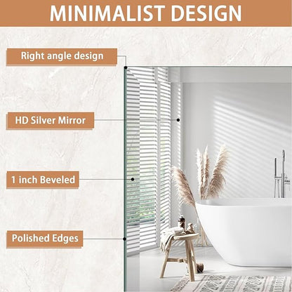 Frameless Mirror for Bathroom Vanity,30x24in Wall Mounted Mirrors for Over Sink Decorative Rectangular Frameless Mirror,With Polished Edge,Hangs Horizontally Or Vertically,Entryways,Room,Shatterproof