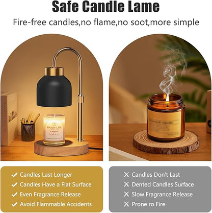 Candle Warmer Lamp with Dimmer Adjustable Height, 2/4/8H Timer,Vintage Home Decor for Scented Jar