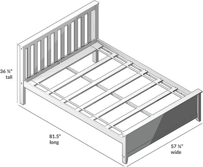 Max & Lily Full Size Bed Frame with Slatted Headboard, Solid Wood Platform Bed for Kids, No Box Spring Needed, Easy Assembly, Natural