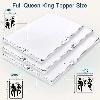 Airensky 2 Inch Memory Foam Mattress Topper, Cooling Gel Infused High Density Full (54"x75") Topper with Removable Skin-Friendly Cover, Bed Topper for Pressure Relief Back Pain, CertiPUR-US Certified