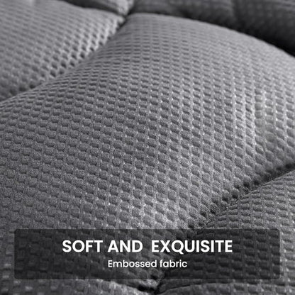 SLEEP ZONE Cooling RV Mattress Topper, Premium Zoned Cool Mattress Pad Cover, Padded Mattress Protector Breathable Washable, Deep Pocket 8-21" (Grey, Short Queen)