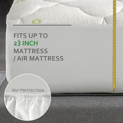 King Size Air Mattress Topper Cover, Thick Quilted Mattress Topper, Viscose Made from Bamboo Pillow Top King Mattress Pad with Deep Pocket Fits Up to 23 Inch Mattress