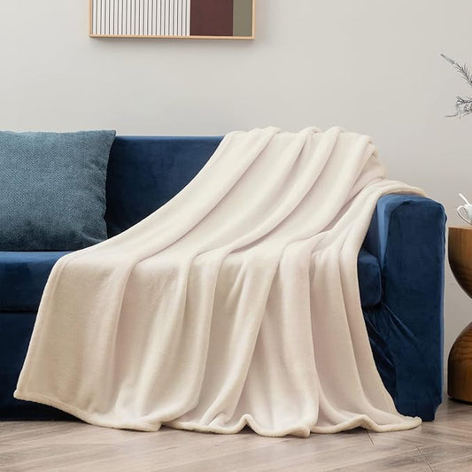 BEDELITE Fleece Blankets Queen Size Beige Throw Blankets for Bed, Luxury Plush Cozy Fuzzy Blanket 90x90 inches, Super Soft Warm Lightweight Throw Blanket All Seasons Suitable