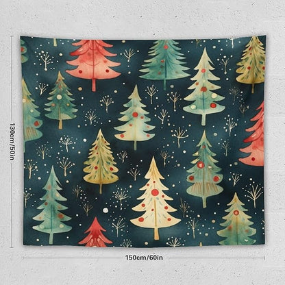 MaSiledy Tapastry's Wall Hanging Vintage Christmas Tree Watercolor Tapestry Merry Christmas Winter Xmas Bedroom Tapestries Wall Hanging for Bedroom 50"x60" Xmas Wall Hanging Polyester Tapestries
