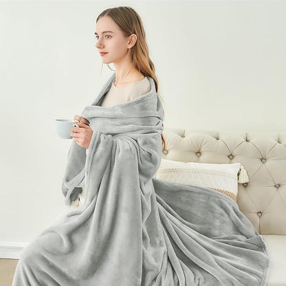 BEDELITE Fleece Blanket Light Grey Throw Blankets for Couch & Bed, Luxury Plush Cozy Fuzzy 50x70 inches, Super Soft Warm Lightweight Throw for Travel Camping