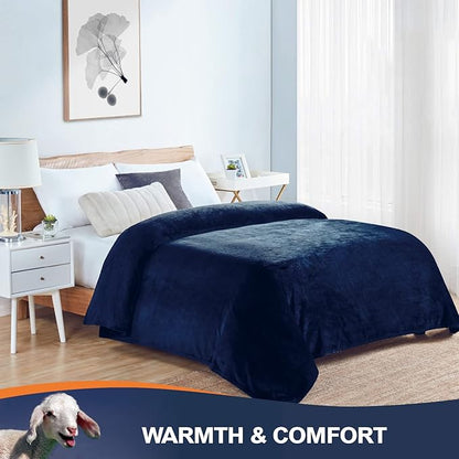 Walensee Fleece Blanket Plush Throw Fuzzy Lightweight (XL-Twin Size 66x90 Navy Blue) Super Soft Microfiber Flannel Blankets for Couch, Bed, Sofa Ultra Luxurious Warm and Cozy for All Seasons