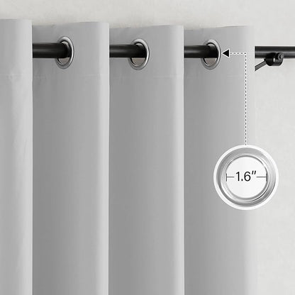 NICETOWN 100% Blackout Off White Curtains for Bedroom, Grommet Thermal Window Treatments Portable Curtains Lightweight Travel Shades for Living Room/Home Office, W52 x L63