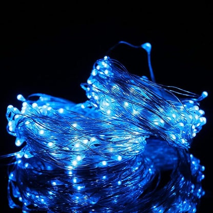 Mikasol Fairy Lights Battery Operated, 1 Pack Mini 3*AAA Battery Powered Copper Wire Led Starry String Lights Firefly Lights for Bedroom, Christmas, Parties, Decoration (5m/16ft Blue)